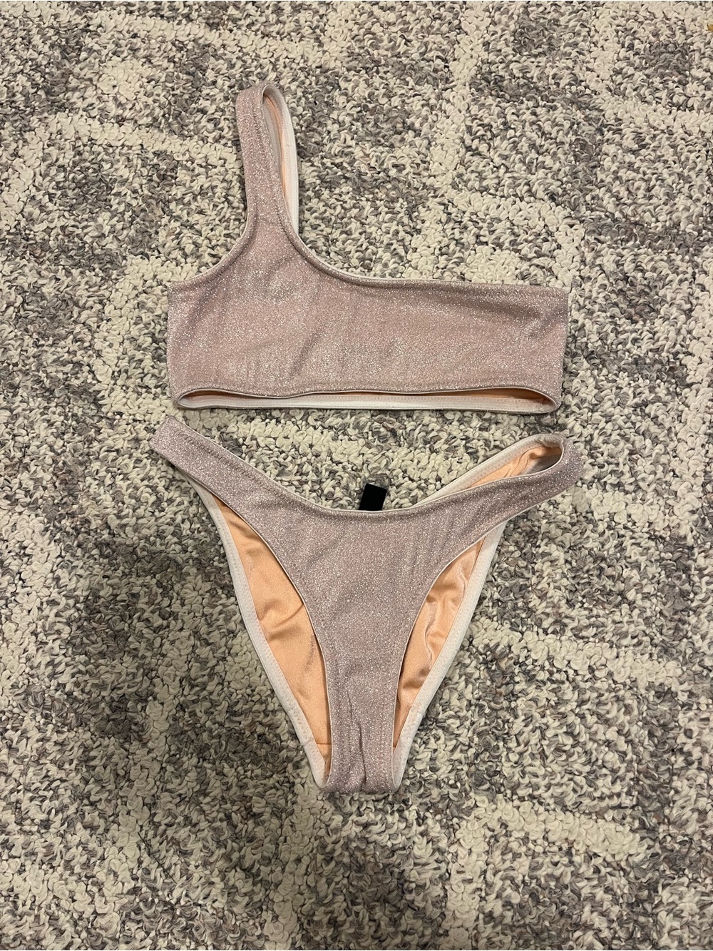 triangl swimwear Rose Shimmer One-Shoulder Bikini